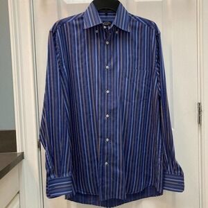 Paul & Shark Yachting Blue Striped Button Down Shirt Size Medium